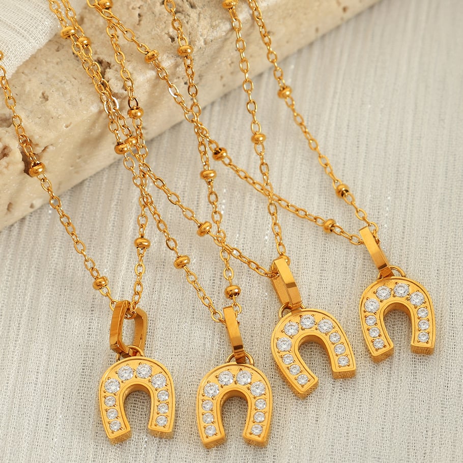 1 Piece Simple Series Simple Geometric Stainless Steel 18K Gold Plated Zircon Women Pendant Necklaces Picture4