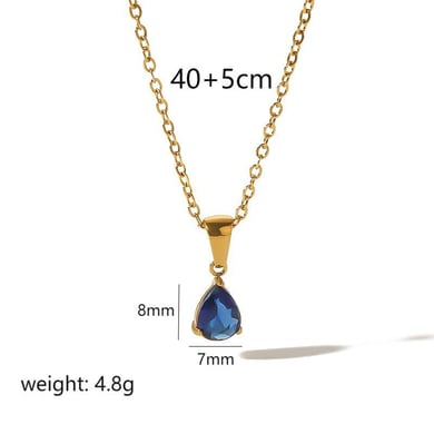 1 Piece Simple Series Simple Droplet 18K Gold Plated Zircon Women Pendant Necklaces h5 Picture4