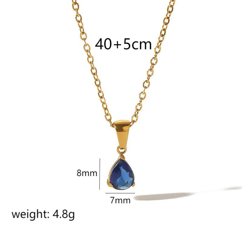 1 Piece Simple Series Simple Droplet 18K Gold Plated Zircon Women Pendant Necklaces Picture4