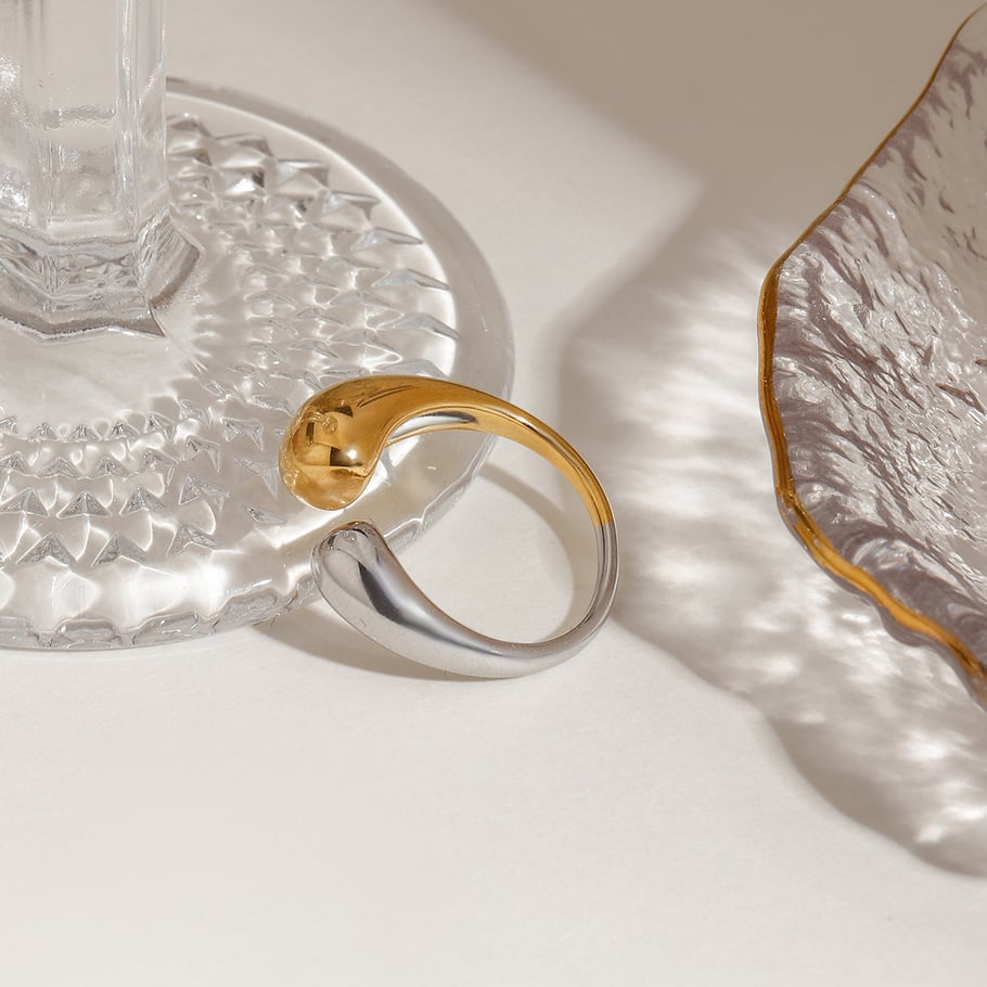 Anillos individuales para mujer de acero inoxidable dorado de colores mixtos, serie simple, estilo Ins, 1 pieza Imagen4