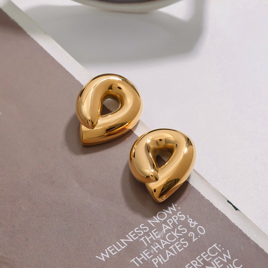 1 Pair Simple Stainless Steel Gold Color Women's Stud Earrings Picture6