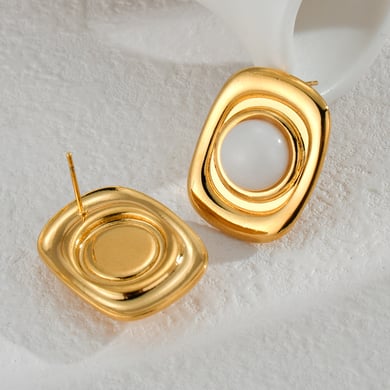 1 Pair Romantic Series Elegant Geometric Stainless Steel 18K Gold Plated Women Stud Earrings h5 Picture3