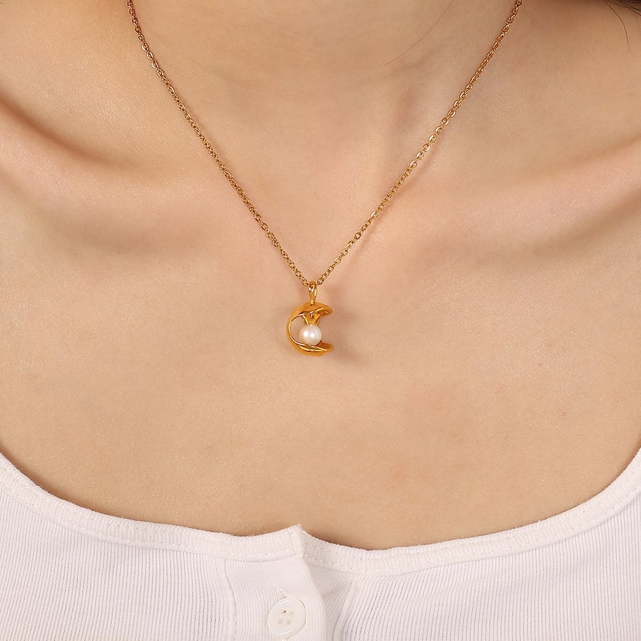 1 Piece Luxurious Series Charming Geometric Stainless Steel Gold Color Women's Pendant Necklaces h5Picture6