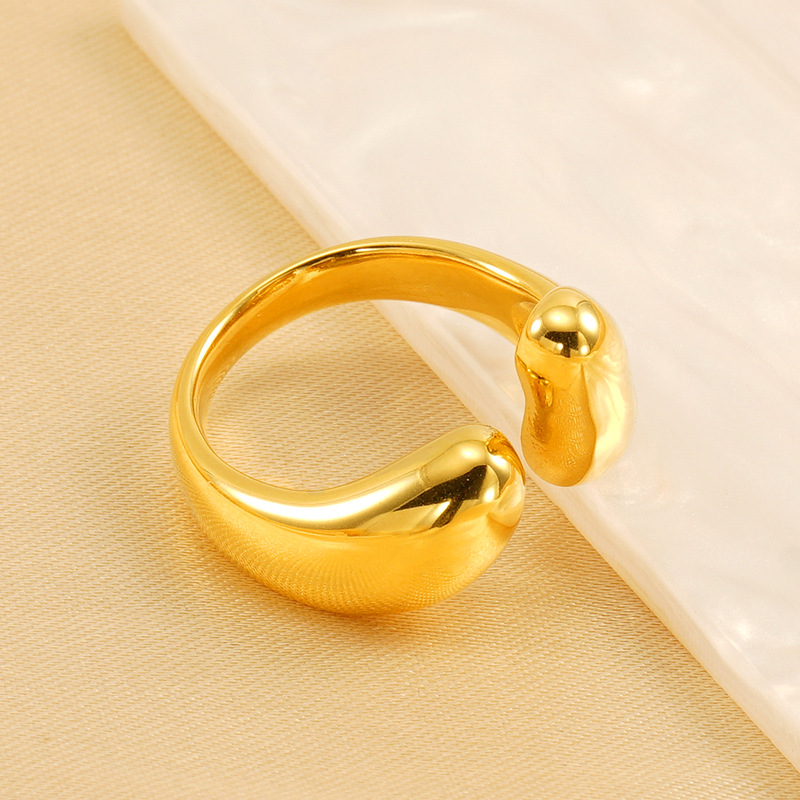 1 Pair Classic Series Retro Geometric Stainless Steel 18K Gold Plated Women Adjustable Rings Picture5