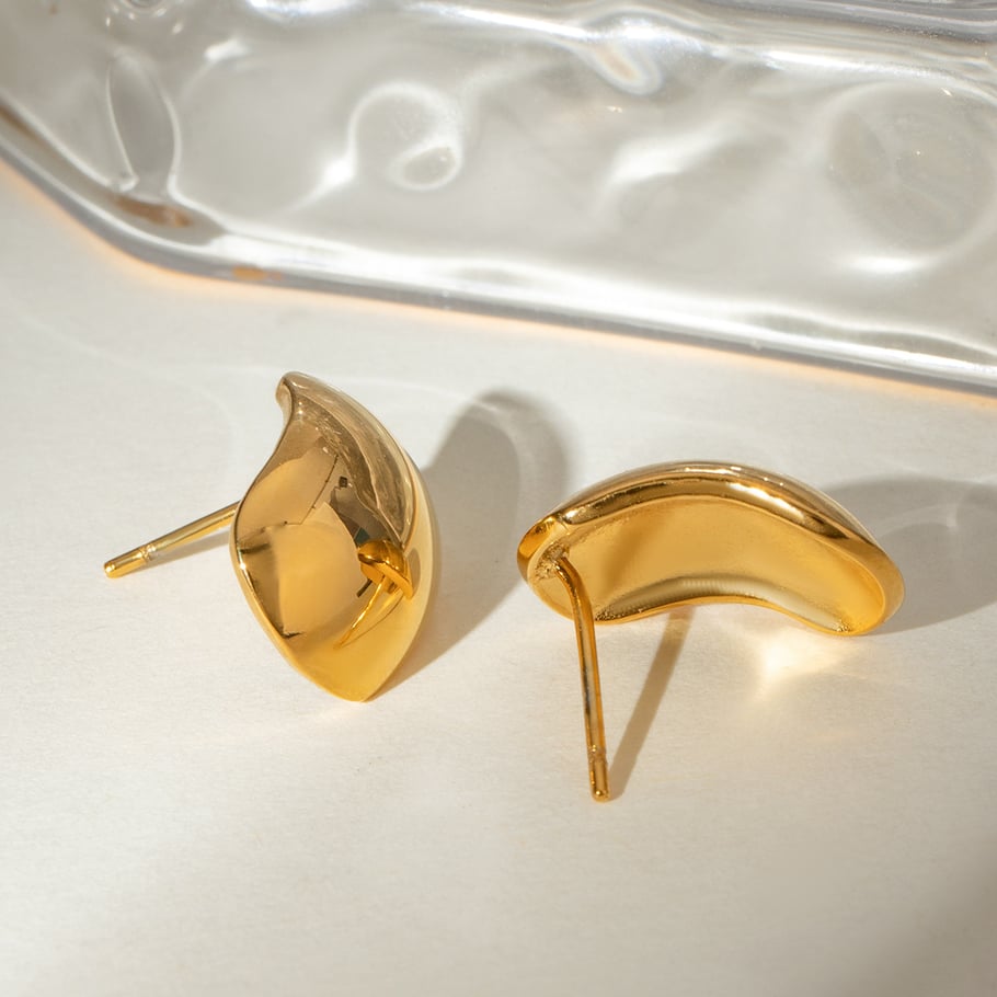 1 Pair Simple Series Simple Droplet Stainless Steel 18K Gold Plated Women Stud Earrings Picture8