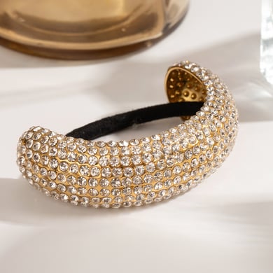 1 Paar Luxuriöse Serie Einfache geometrische Edelstahl 18K vergoldet Strass Damen Haarbänder h5 Bild4
