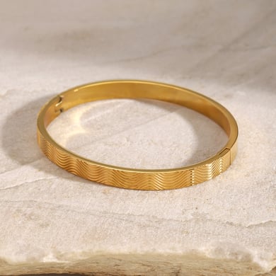 1 Piece Vacation Series Beach Spray Wave Stainless Steel Gold Color Women's Bangles h5 Picture4