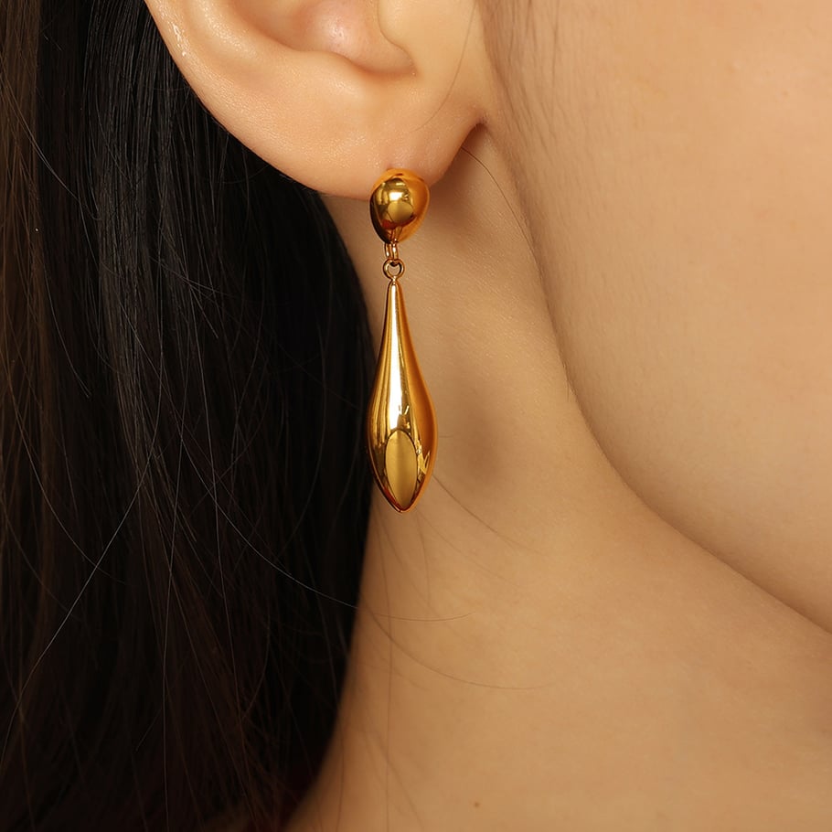 1 Pair Minimalist Series Chic Irregular Droplet Shape Stainless Steel Gold Color Women's Drop Earrings Picture8