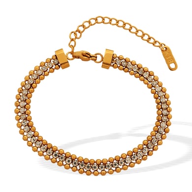 1 Piece Luxurious Series Simple Beads Stainless Steel 18K Gold Plated Rhinestone Women Chain Bracelets h5 Picture6