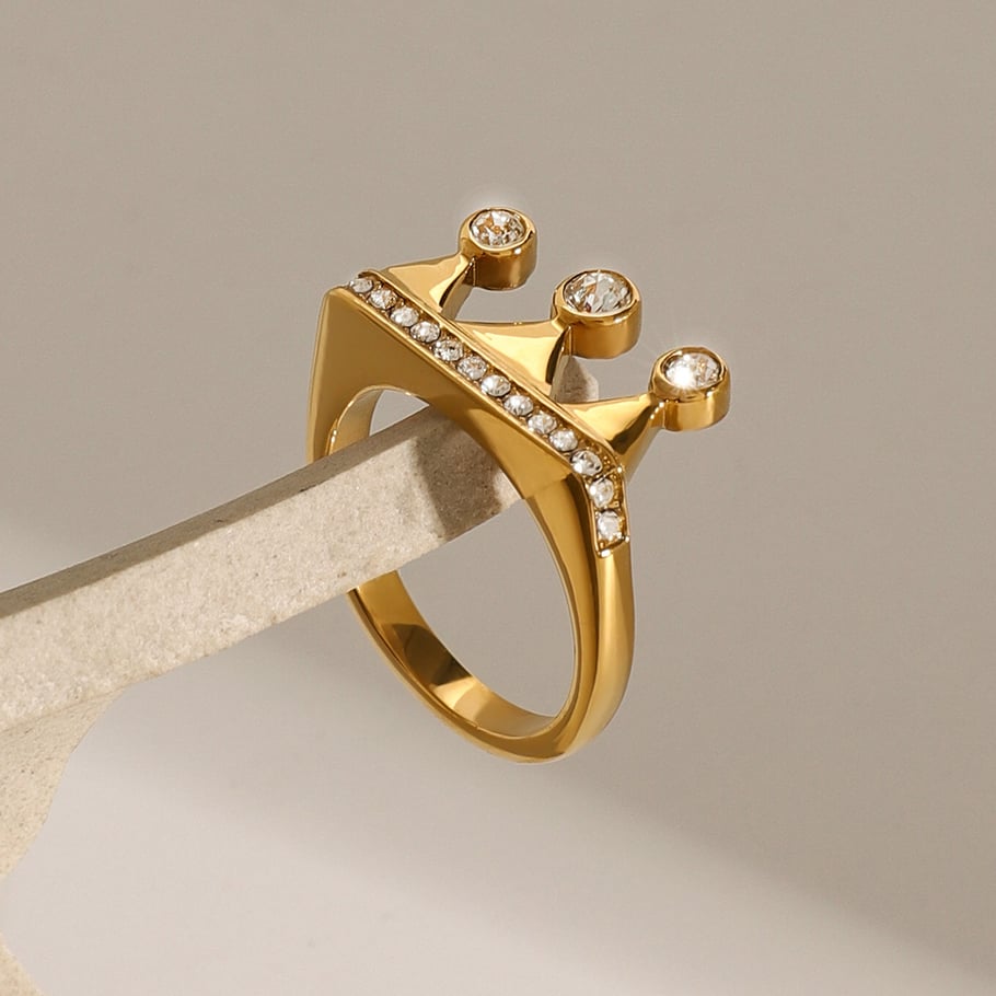 1 Pair Simple Series Simple Geometric Stainless Steel 18K Gold Plated Zircon Women Single Ring Picture4