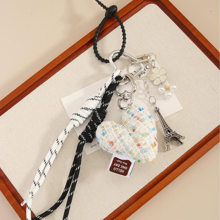 1 Piece Stylish Series Elegant Plaid Heart Shape Garniture Rayon Women's Bag Charms Picture7