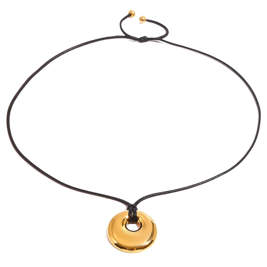 Collier avec pendentif pour femme, série Simple, couleur unie, en acier inoxydable plaqué or 18 carats Image9