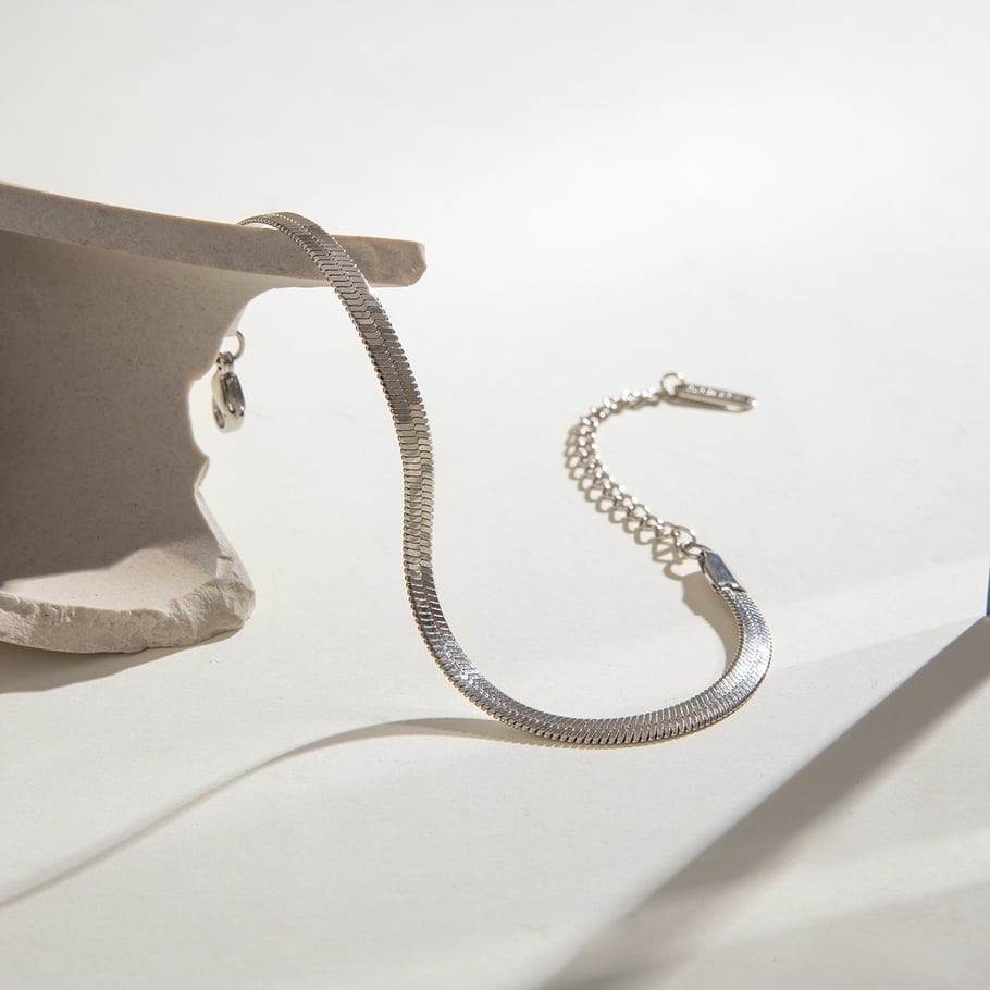 1 Stück Simple Series Tägliche geometrische Edelstahl-Kettenarmbänder für Damen Bild5