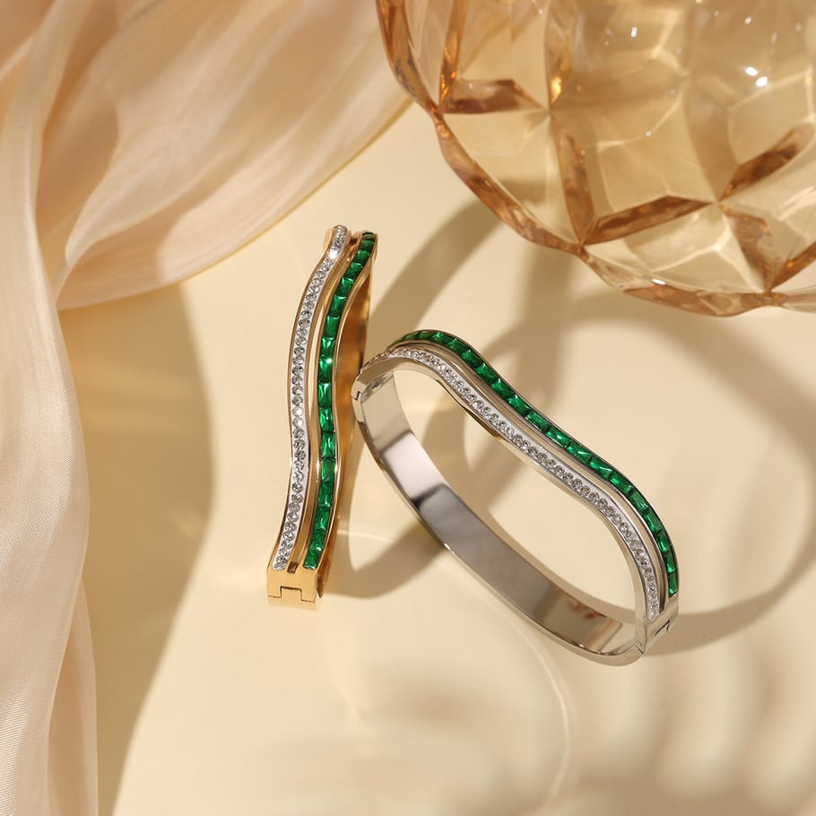 1 Piece Sophisticated Series Retro Strip Double-layers Stainless Steel Gold Color Women's Bangles Picture4