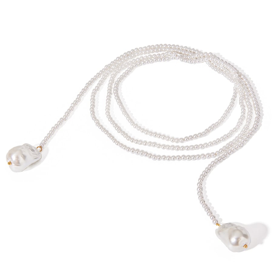 1 Stück Klassische Serie Elegante Perlen Edelstahl 18K vergoldet Damen Layered Halsketten Bild6