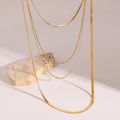 1 Piece Simple Series Simple Solid Color Stainless Steel 18K Gold Plated Women Layered Necklaces h5 Picture3
