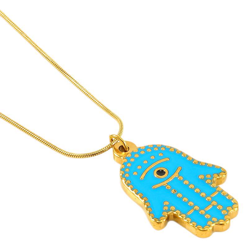 1 Stück Classic Series Retro Eye Titanstahl 18 Karat vergoldet Damen-Anhänger-Halsketten Bild6