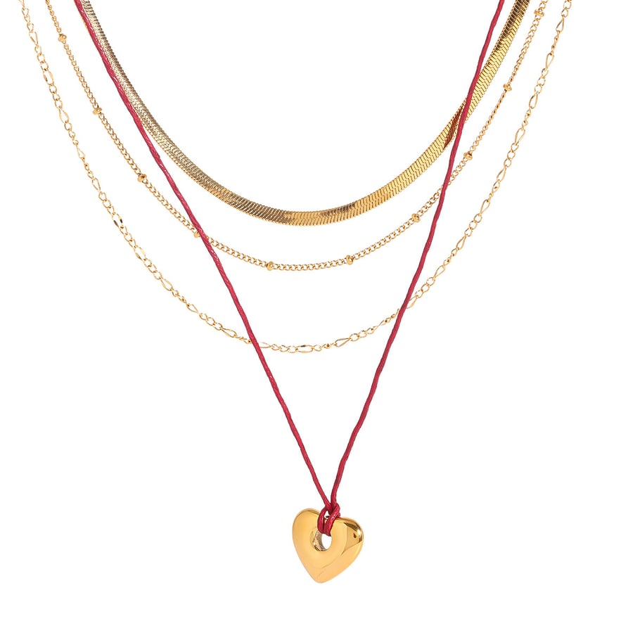1 Stück Klassische Serie Europa und Amerika Liebe/Herzform Edelstahl Gold Farbe Damen Layered Halsketten Bild10