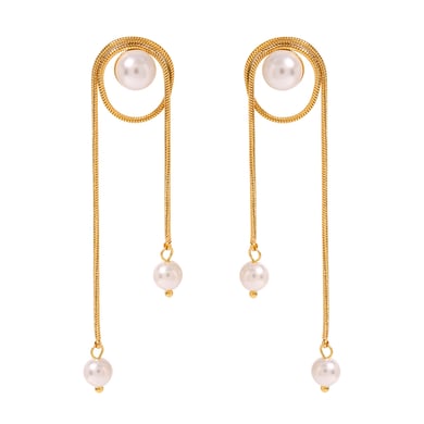 1 Pair Simple Series Elegant Geometric Stainless Steel 18K Gold Plated Artificial Pearl Women Stud Earrings h5 Picture6