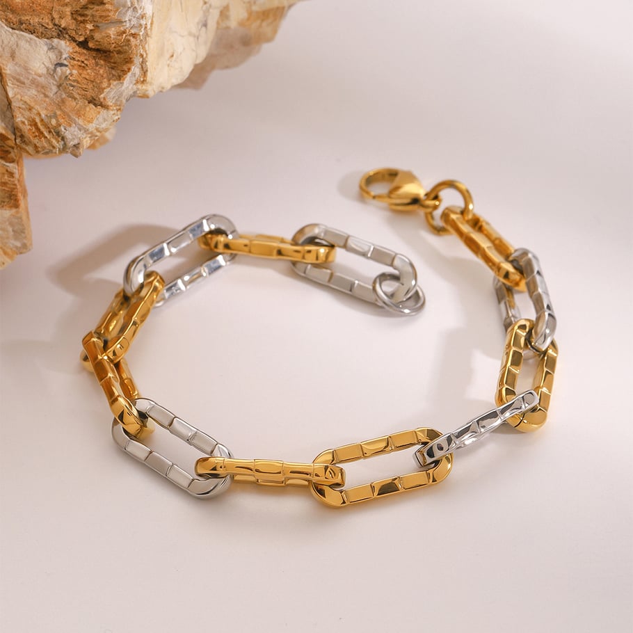 1 Piece Simple Series Europe and America line Stainless Steel 18K Gold Plated Women Chain Bracelets Picture3
