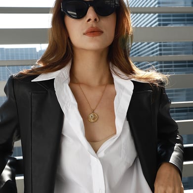 1 Piece Romantic Series Stylish Sun & Moon Pattern Stainless Steel Gold Color Women's Pendant Necklaces h5 Picture5