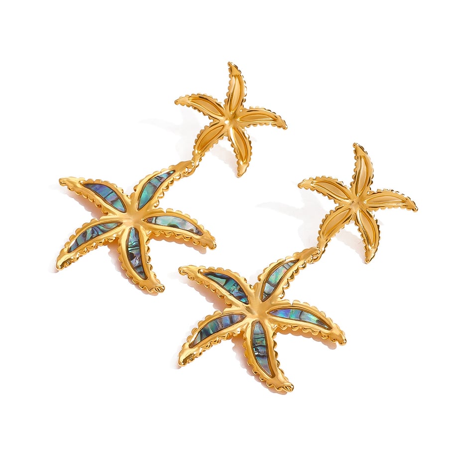 1 Pair Classic Series Europe and America starfish Stainless Steel 18K Gold Plated Women Drop Earrings Picture6
