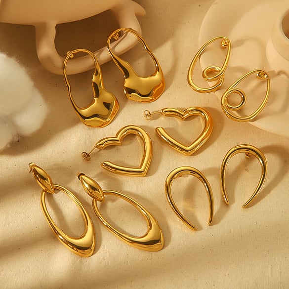 1 Pair Simple Series Simple irregular 18K Gold Plated Women Stud Earrings 2