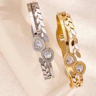 1 Piece Glamorous Series Chic Droplet Stainless Steel Gold Color Women's Bangles h5 Picture7