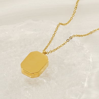 1 Piece Simple Elegant Style Octagon Shape Stainless Steel 18K Gold Plated Inlay Square Zircon Women's Pendant Necklace h5 Picture4
