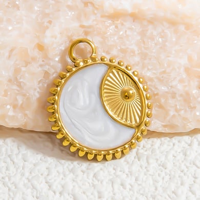 1 paio di pendenti da donna in acciaio inossidabile geometrico retrò della serie classica placcati in oro 18 carati h5 Immagine5