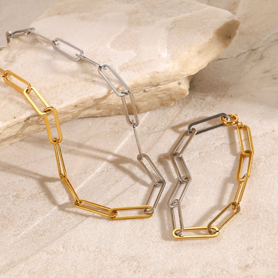 1 Piece Simple Series Daily line Stainless Steel 18K Gold Plated Women Chain Bracelets Picture3