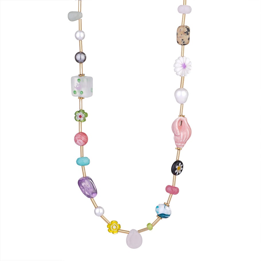 1 Piece Designable Series Vacation Colorful Transparent Stone Stainless Steel Gold Color Women's Beaded Necklaces Picture8