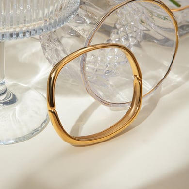 1 Piece Simple Style Square Shape Stainless Steel 18K Gold Plated Women's Bangles h5 Picture4