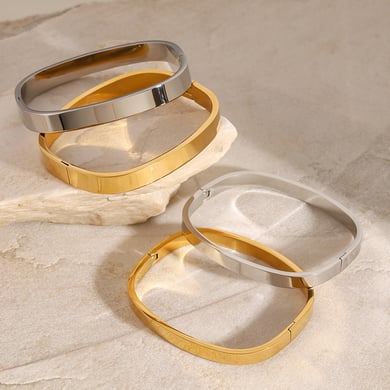 1 Piece Simple Series Classic Geometric Stainless Steel 18K Gold Plated Women Bangles h5 Picture3