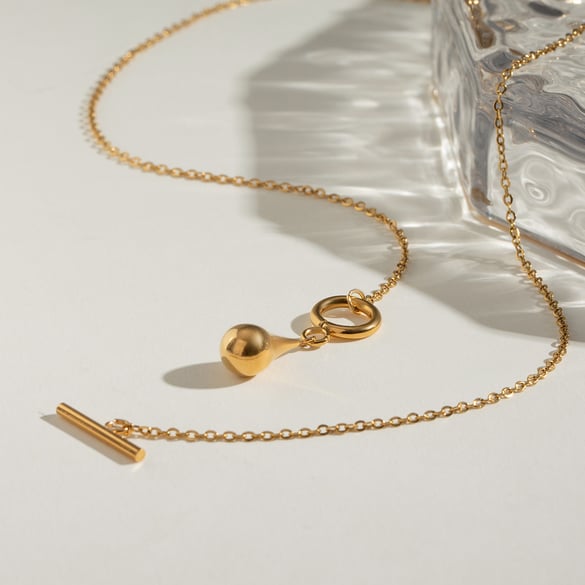 1 Piece Simple Series Daily Droplet Stainless Steel 18K Gold Plated Women Pendant Necklaces 2