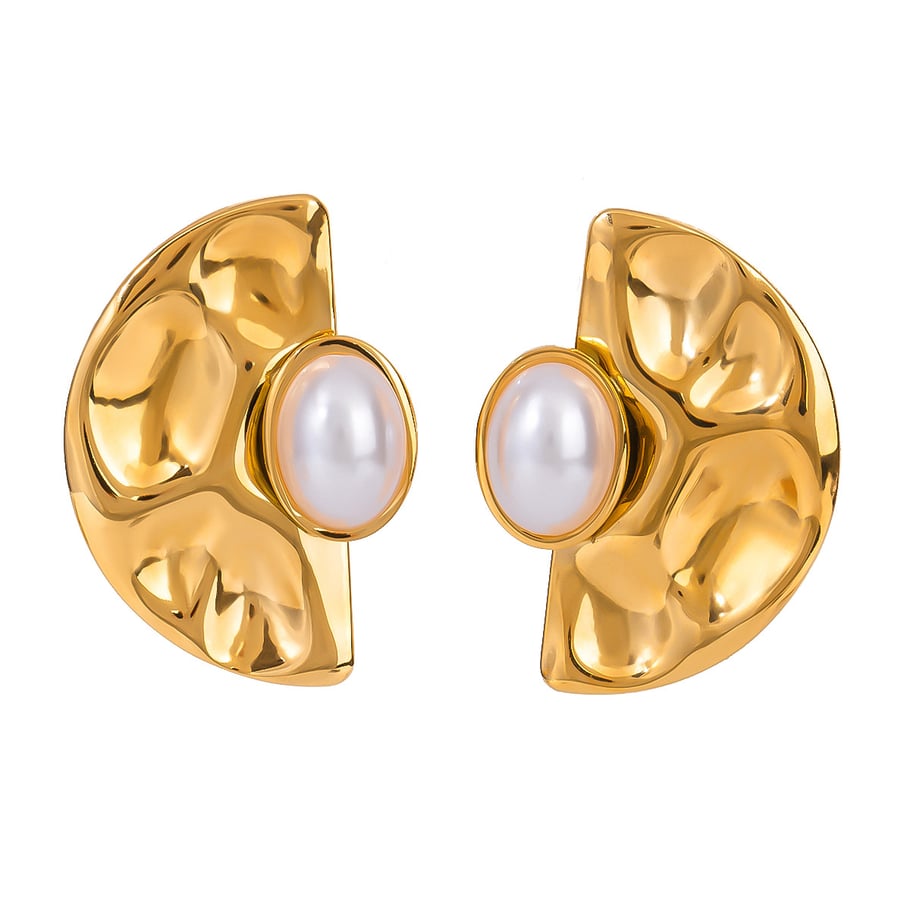 1 Pair Simple Series Retro Geometric Stainless Steel 18K Gold Plated Artificial Pearl Women Stud Earrings Picture5