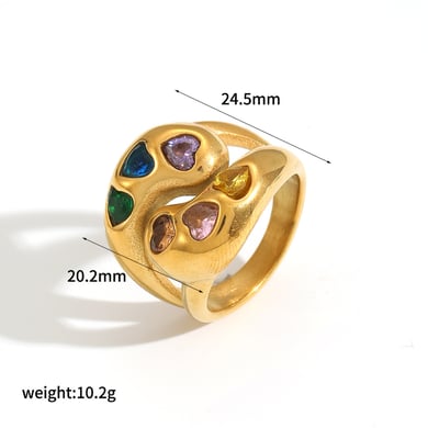 1 Piece Luxurious Series Vogue Natural Droplet Stainless Steel Gold Color Women's Single Rings h5 Picture6