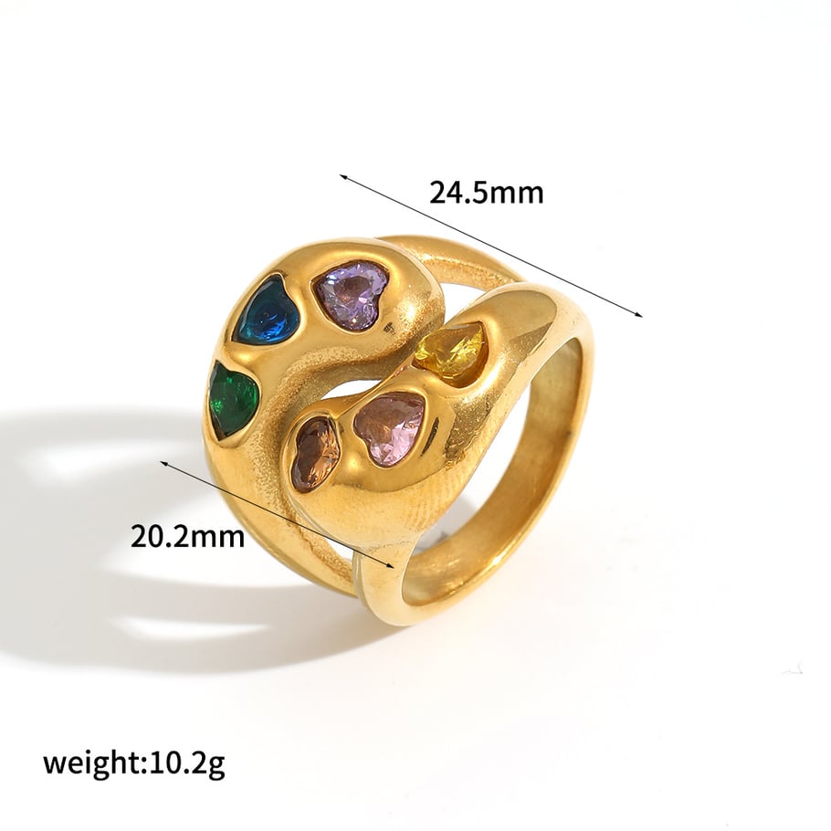 1 Piece Luxurious Series Vogue Natural Droplet Stainless Steel Gold Color Women's Single Rings Picture6