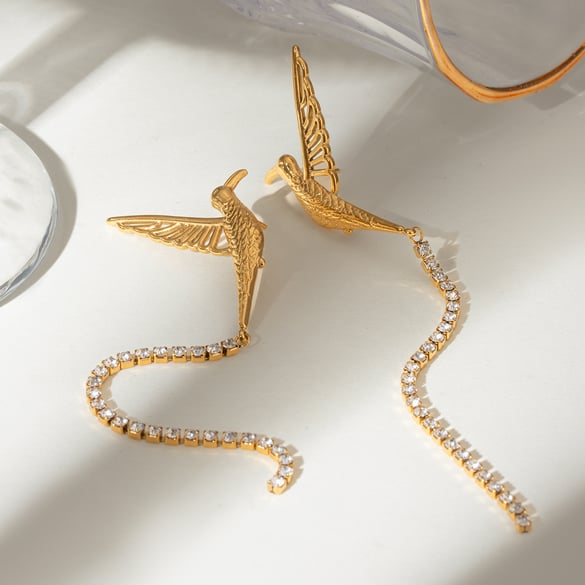 1 Pair Luxurious Series Retro Animal Stainless Steel 18K Gold Plated Women Stud Earrings 2