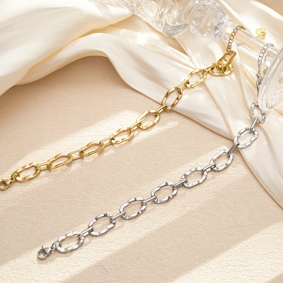 1 Piece Simple Series Elegant Geometric Titanium Steel   Gold Color  Women's Chain Bracelets Picture4