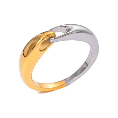 1 Paar Simple Series Ins Style Geometrischer Edelstahl 18 Karat vergoldeter Damen-Einzelring h5 Bild6