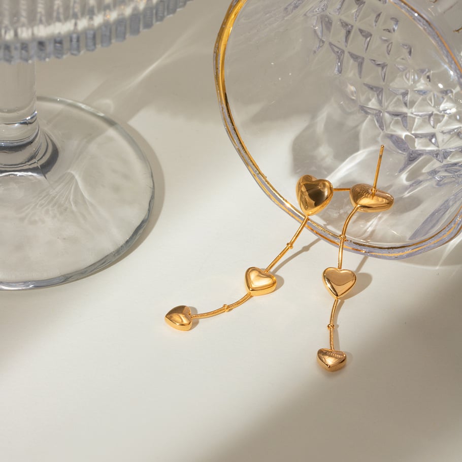 1 Paar Simple Series Simple Heart Edelstahl Goldfarben Damen Ohrringe Set Bild4