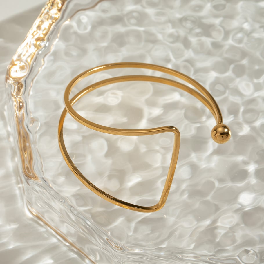 1 Piece Simple Series Simple Geometric Stainless Steel 18K Gold Plated Women Bangles Picture4