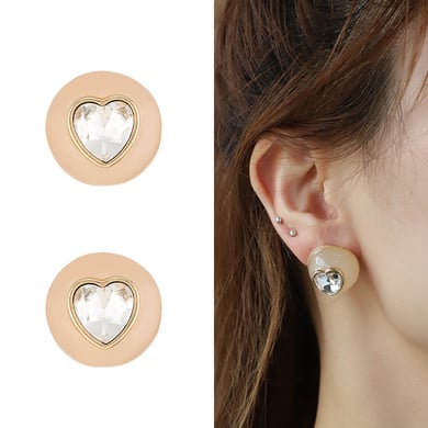 1 Pair Vogue Series Exquisite Heart Shape Drop Oil Gold Color Alloy Women's Stud Earrings h5 Picture3