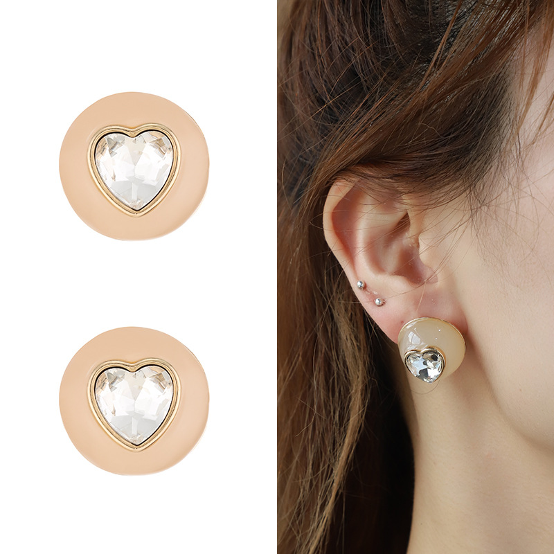 1 Pair Vogue Series Exquisite Heart Shape Drop Oil Gold Color Alloy Women's Stud Earrings Picture3