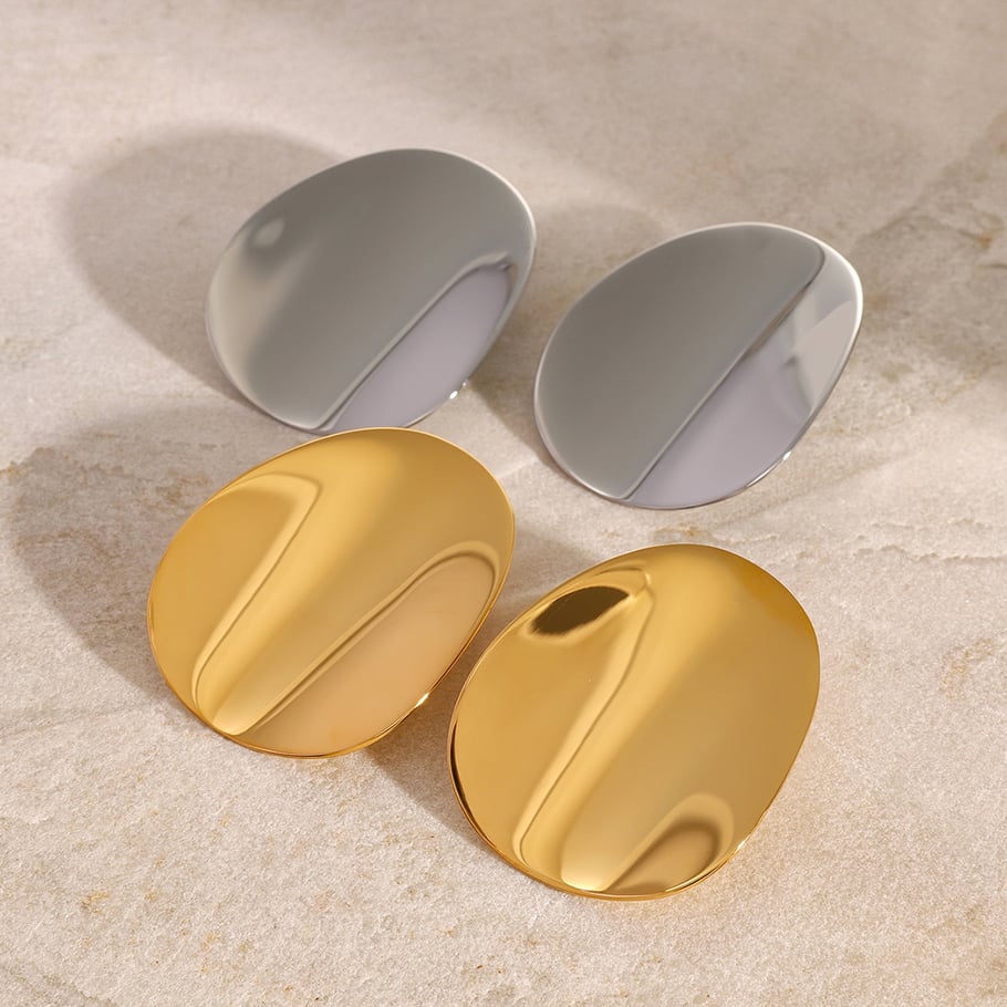 1 Pair Simple Series Simple Solid Color Stainless Steel 18K Gold Plated Women Stud Earrings Picture3