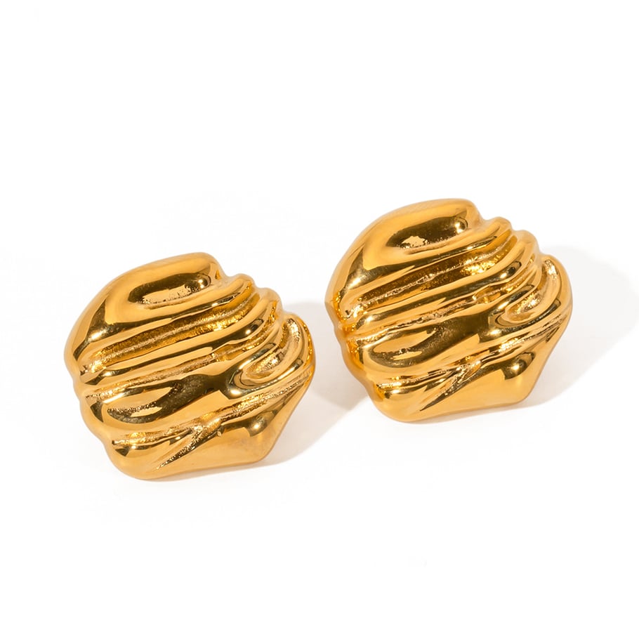 1 Paar Simple Series Einfache, einfarbige Ohrstecker aus Edelstahl mit 18 Karat Goldbeschichtung für Damen h5Bild6