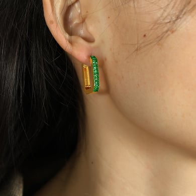1 Pair Simple Series Classic Geometric Stainless Steel 18K Gold Plated Zircon Women Hoop Earrings h5 Picture3