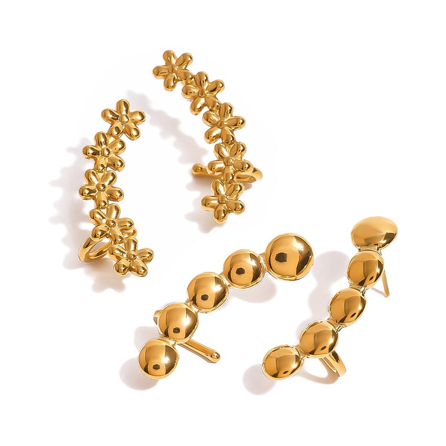 1 Paar Simple Series Klassische Blumen-Ohrstecker aus Edelstahl mit 18 Karat Vergoldung für Damen Bild5