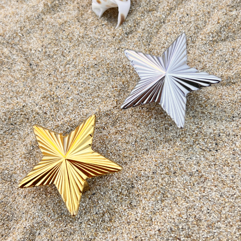 1 Piece Star Stainless Steel Gold Color Women's Adjustable Rings h5Picture3